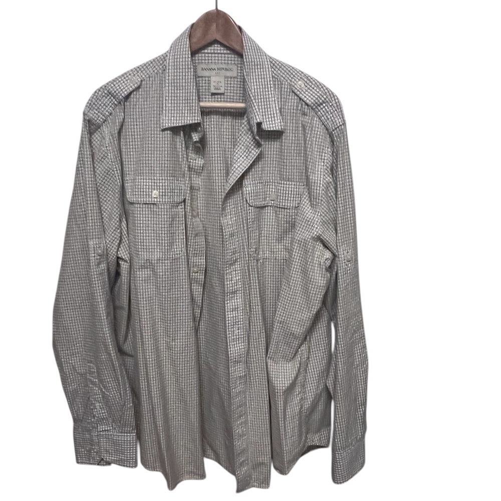 Banana Republic Men's Light Gray Checked Shirt Jacket